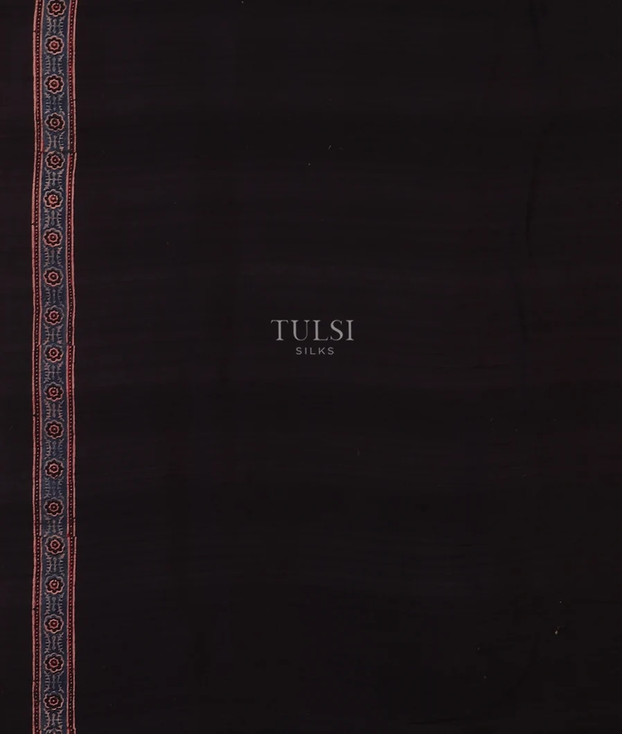Black Ajrakh Printed Raw Silk Saree T5563523