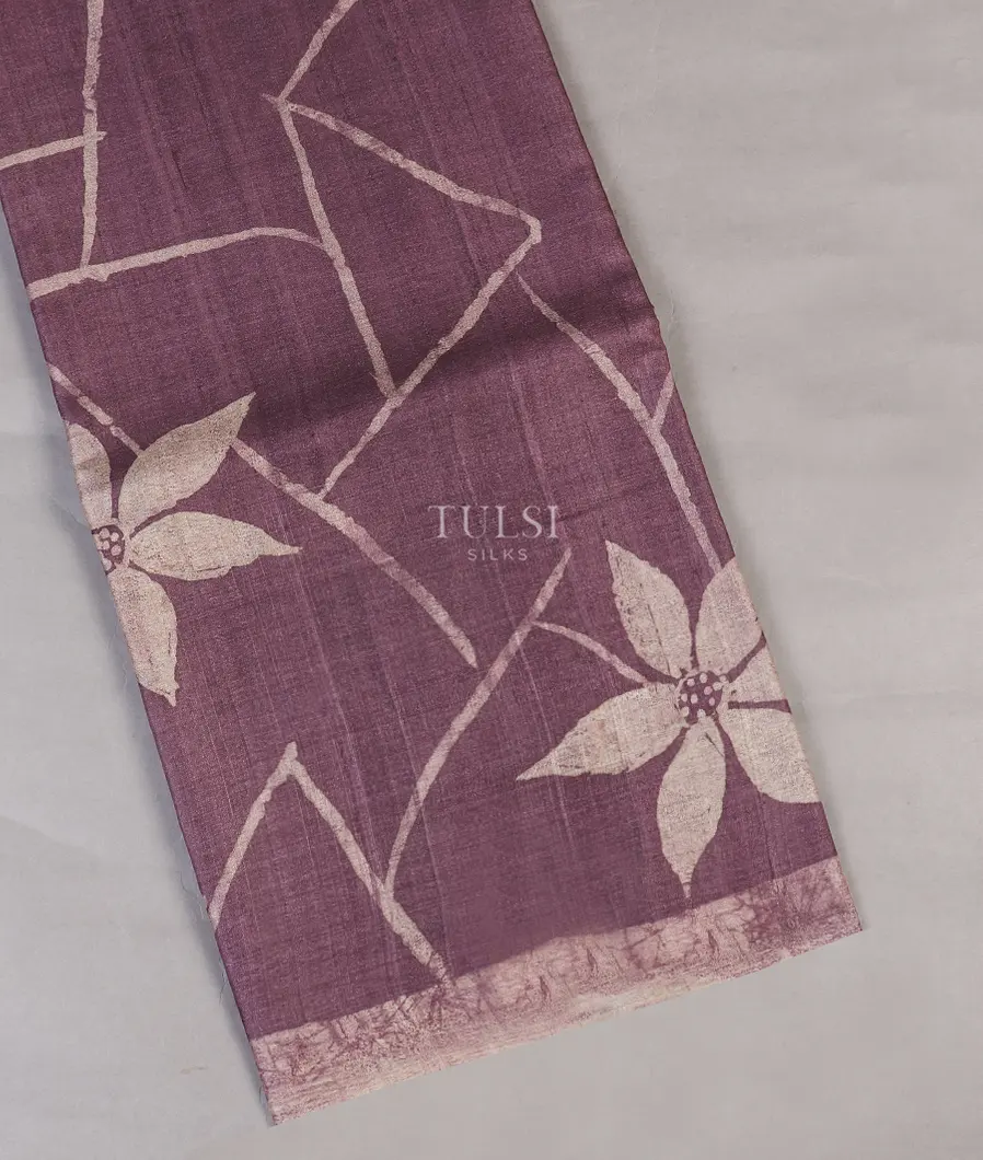 Purple Tussar Printed Saree T565300-image