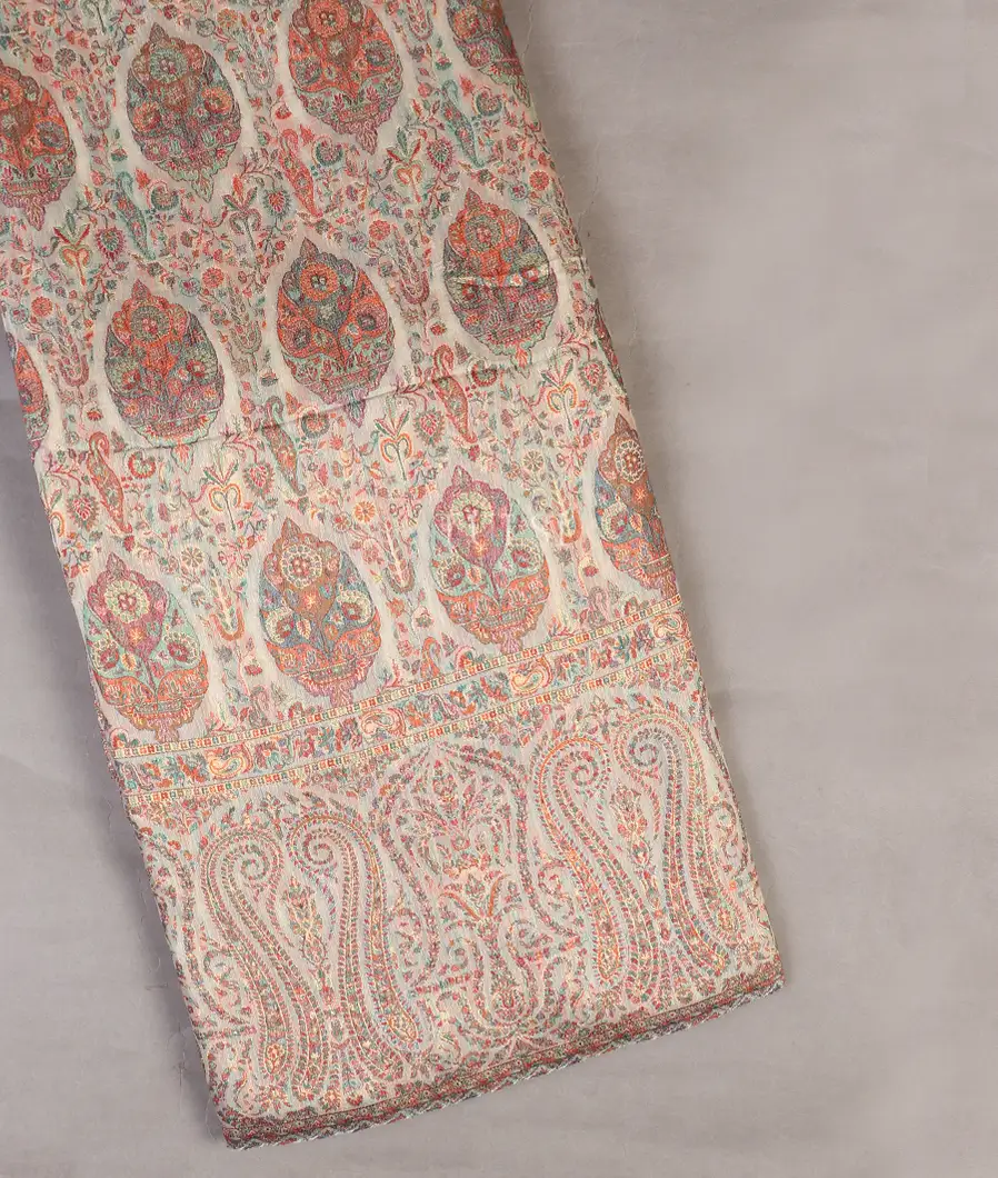 Off-White Kashmir Kani Silk Saree T554220-image