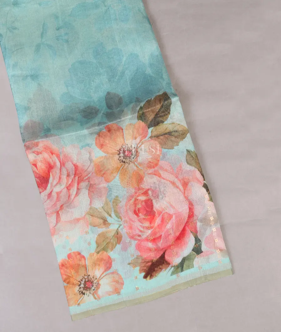 Blue Tissue Organza Printed Saree T565214-image