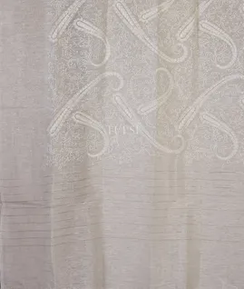 White Linen Embroidery Saree T5643084