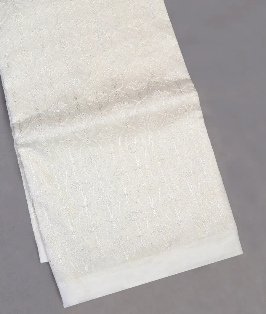 Buy White Linen Embroidery Saree T564301