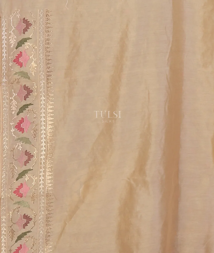 Light Beige Kora Organza Embroidery Saree T5663243