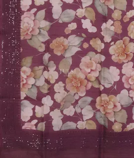Purple Kora Organza Embroidery Saree T5658384