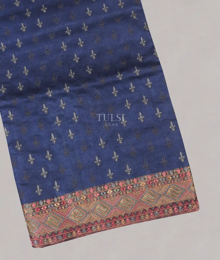 Blue Tussar Embroidery Saree T566382-image