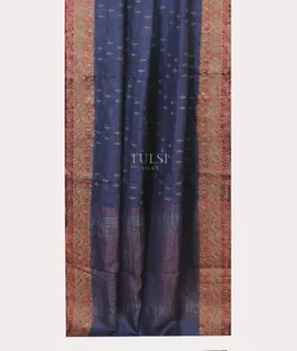 Blue Tussar Embroidery Saree T5663822