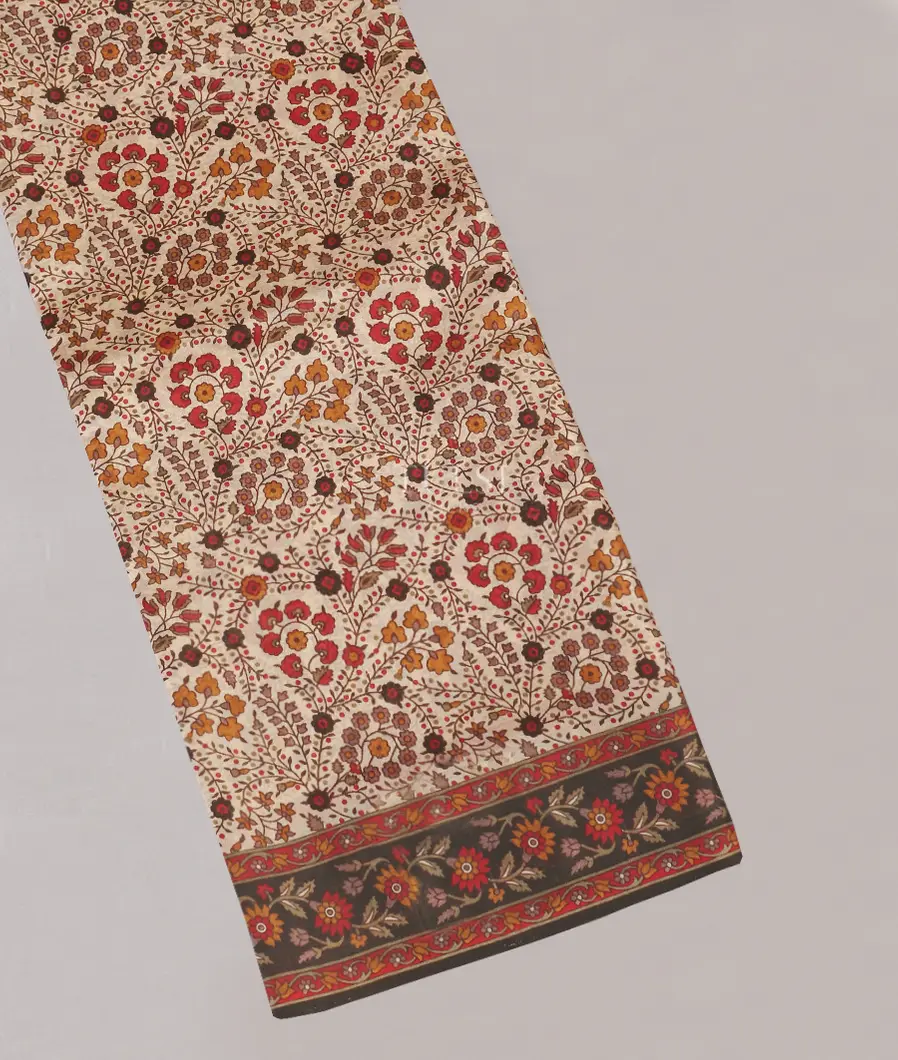 Off - White Printed Silk Saree T550439-image