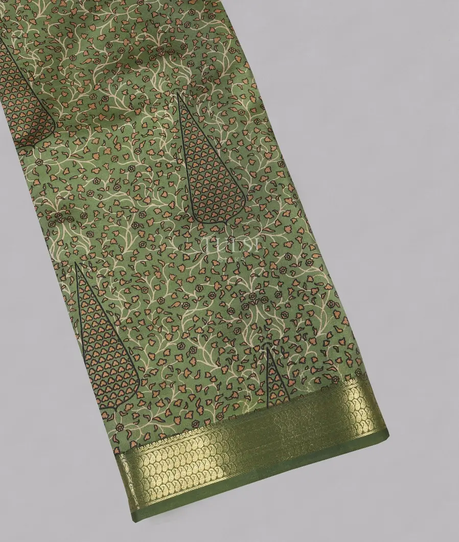 Green Printed Silk Saree T562357-image