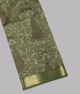Green Printed Silk Saree T5623571