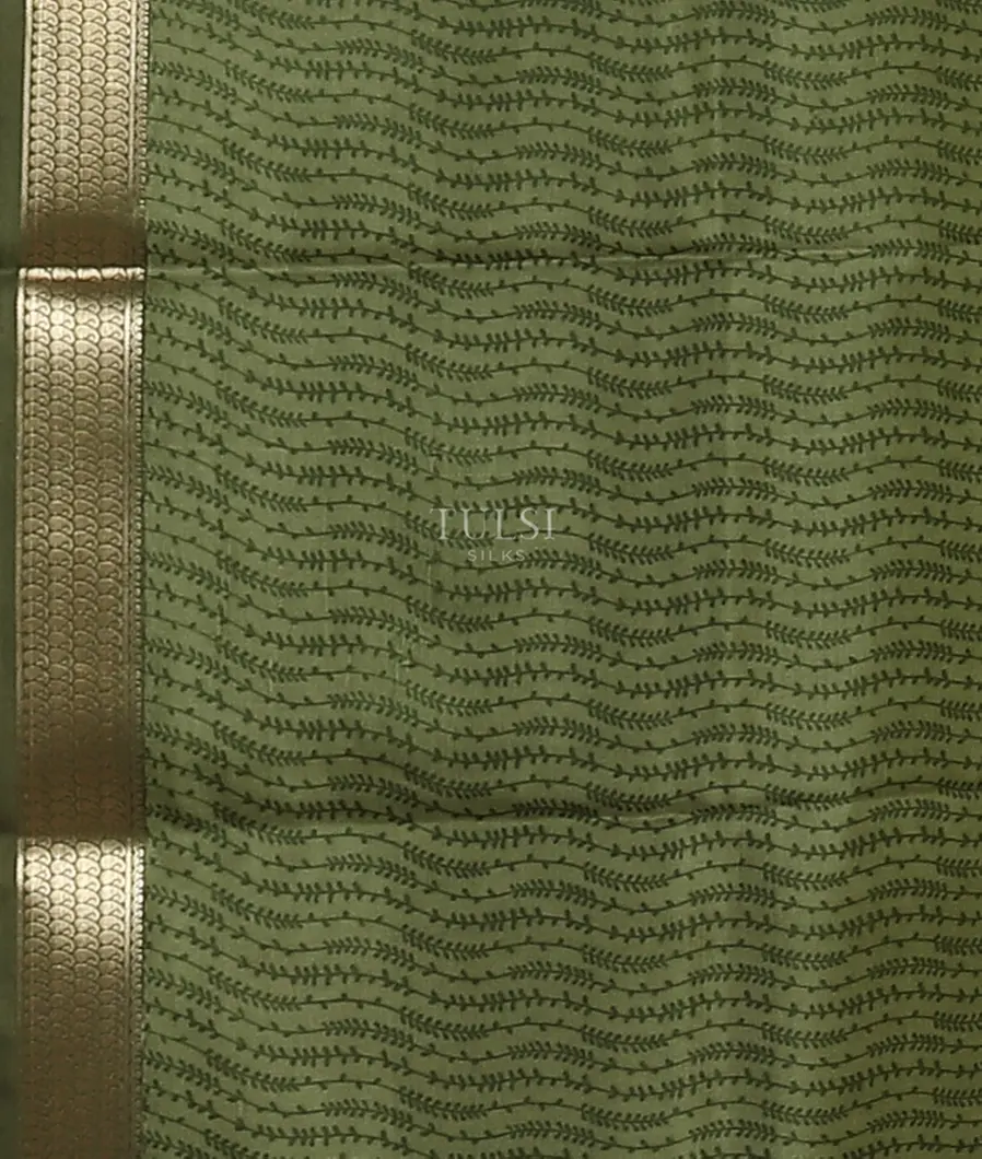 Green Printed Silk Saree T5623573