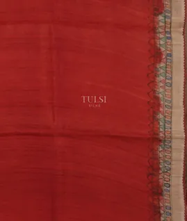 Red Tussar Printed Saree T5653123