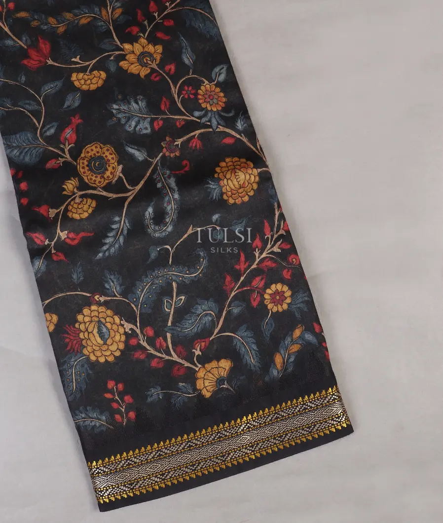Black Soft Tussar Printed Saree T526177-image