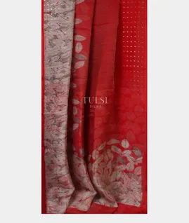 Red Tissue Organza Printed Saree T5651932