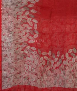 Red Tissue Organza Printed Saree T5651934