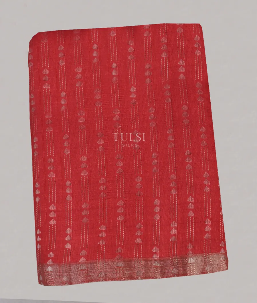 Red Woven Raw Silk Saree T564040-image