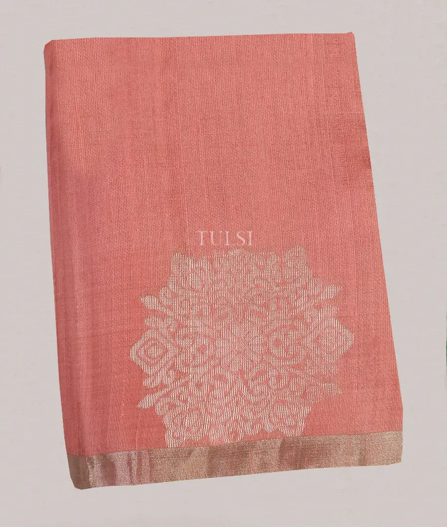 Salmon Pink Woven Raw Silk Saree T539521-image