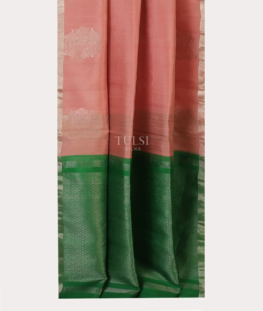 Salmon Pink Woven Raw Silk Saree T5395212