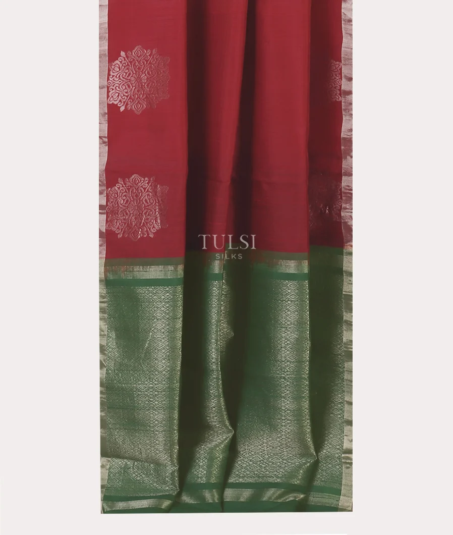 Red Woven Raw Silk Saree T5395192