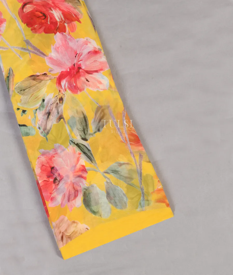 Yellow Georgette Silk Saree T502621-image