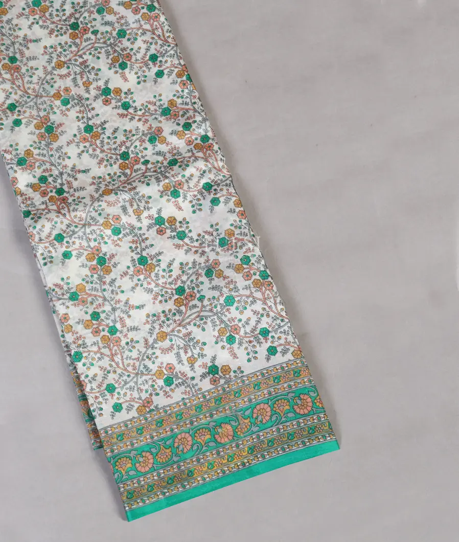 White Printed Silk Saree T550424-image