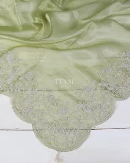 Green Kora Tissue Organza Embroidery Saree T5644471