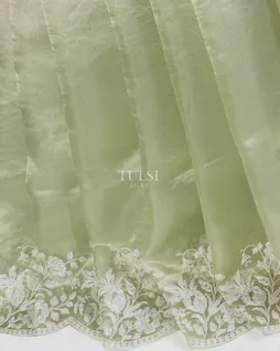 Green Kora Tissue Organza Embroidery Saree T5644472
