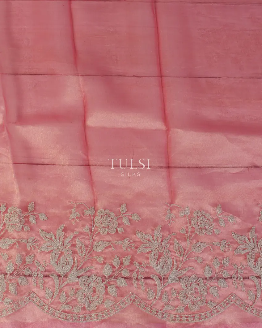 Pink Kora Tissue Organza Embroidery Saree T5644493