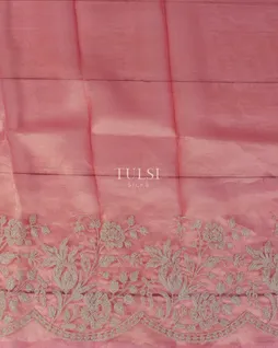 Pink Kora Tissue Organza Embroidery Saree T5644493