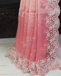 Pink Kora Tissue Organza Embroidery Saree T5644494