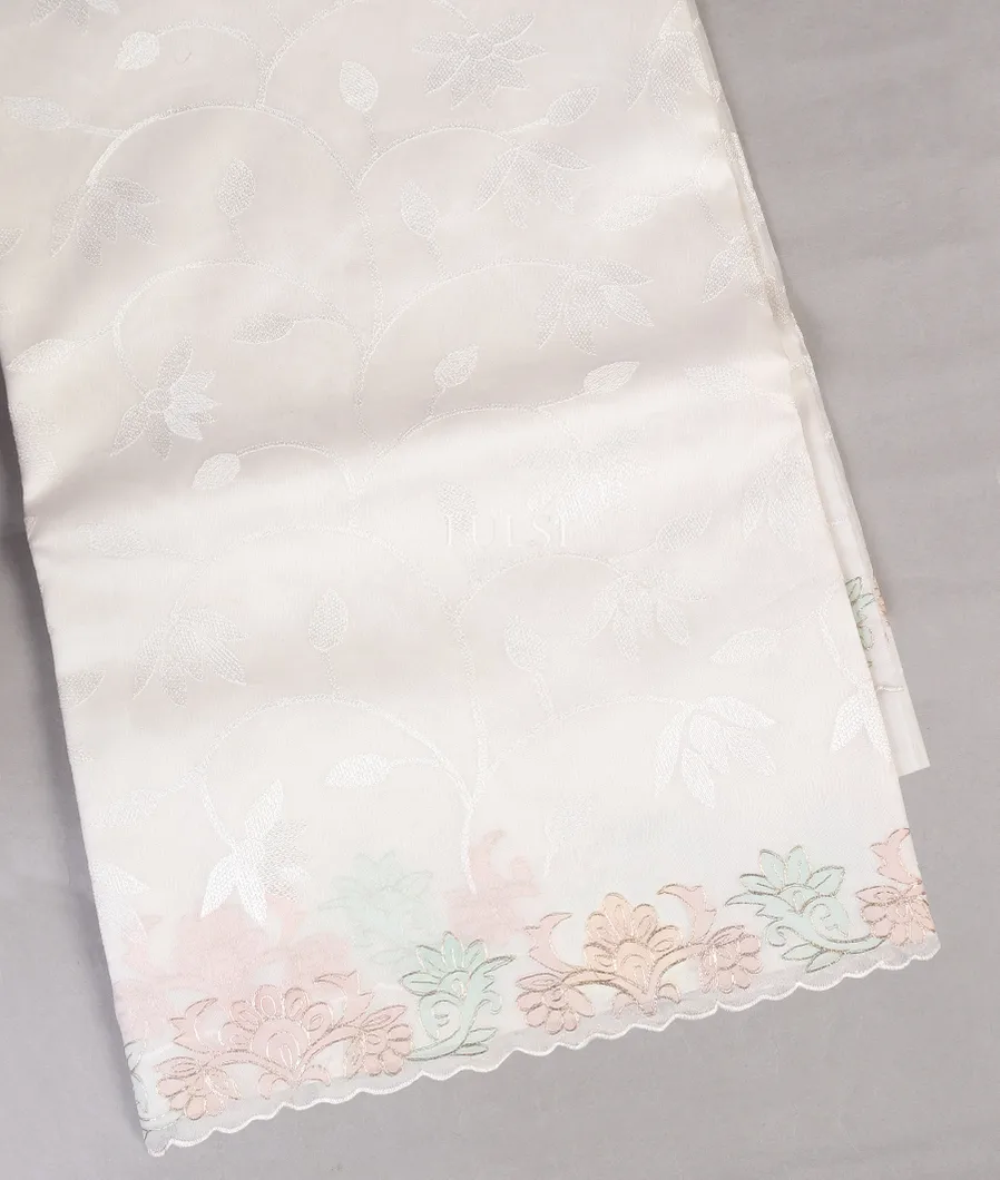 White Kora Organza Embroidery Saree T465463-image