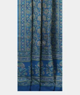 Blue Printed Silk Saree T5504122