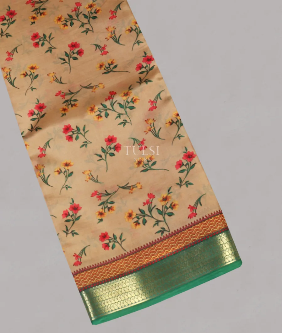Beige Printed Silk Saree T562365-image