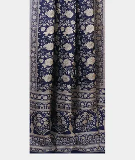 Blue Printed Silk Saree T5504082