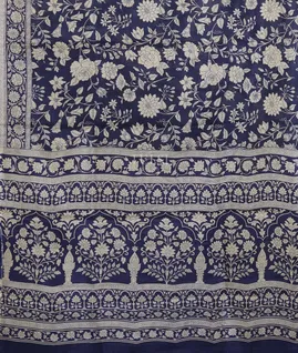 Blue Printed Silk Saree T5504084