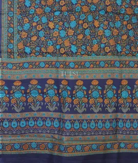 Blue Printed Silk Saree T5504194
