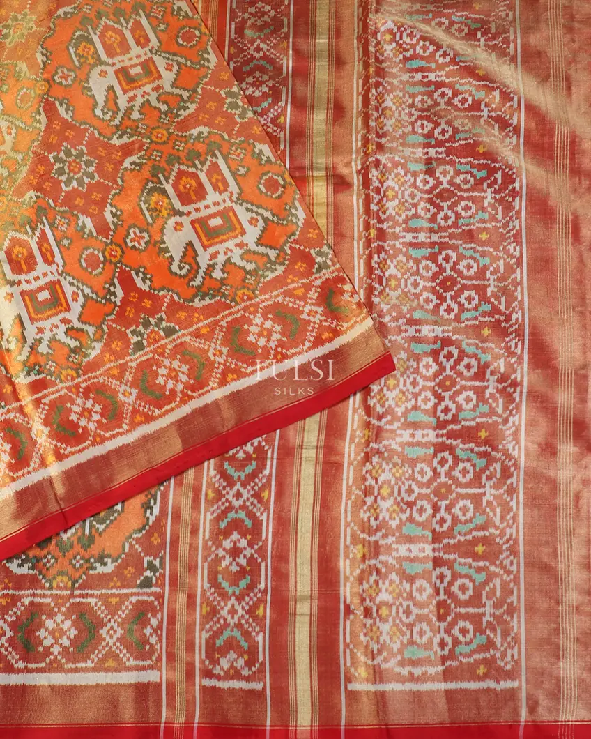 Orange Tissue Patola Silk Saree T5668852