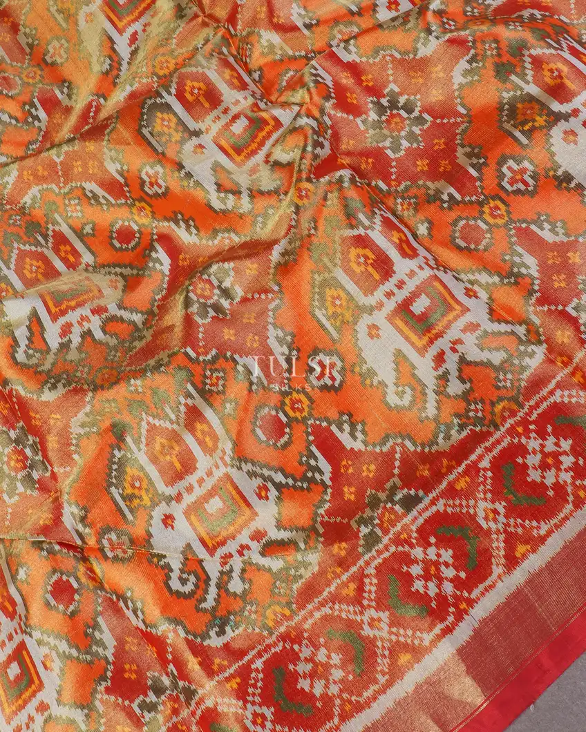 Orange Tissue Patola Silk Saree T5668854