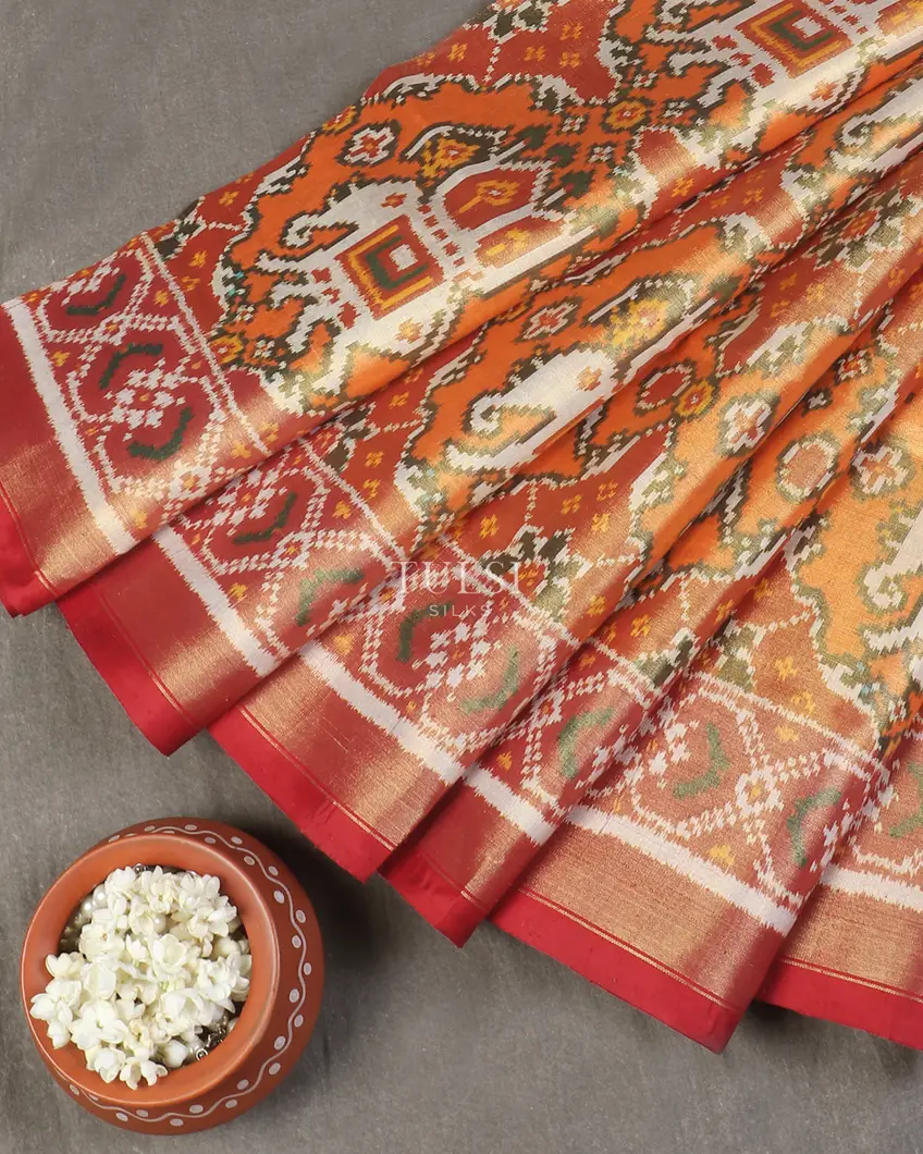 Orange Tissue Patola Silk Saree T5668855