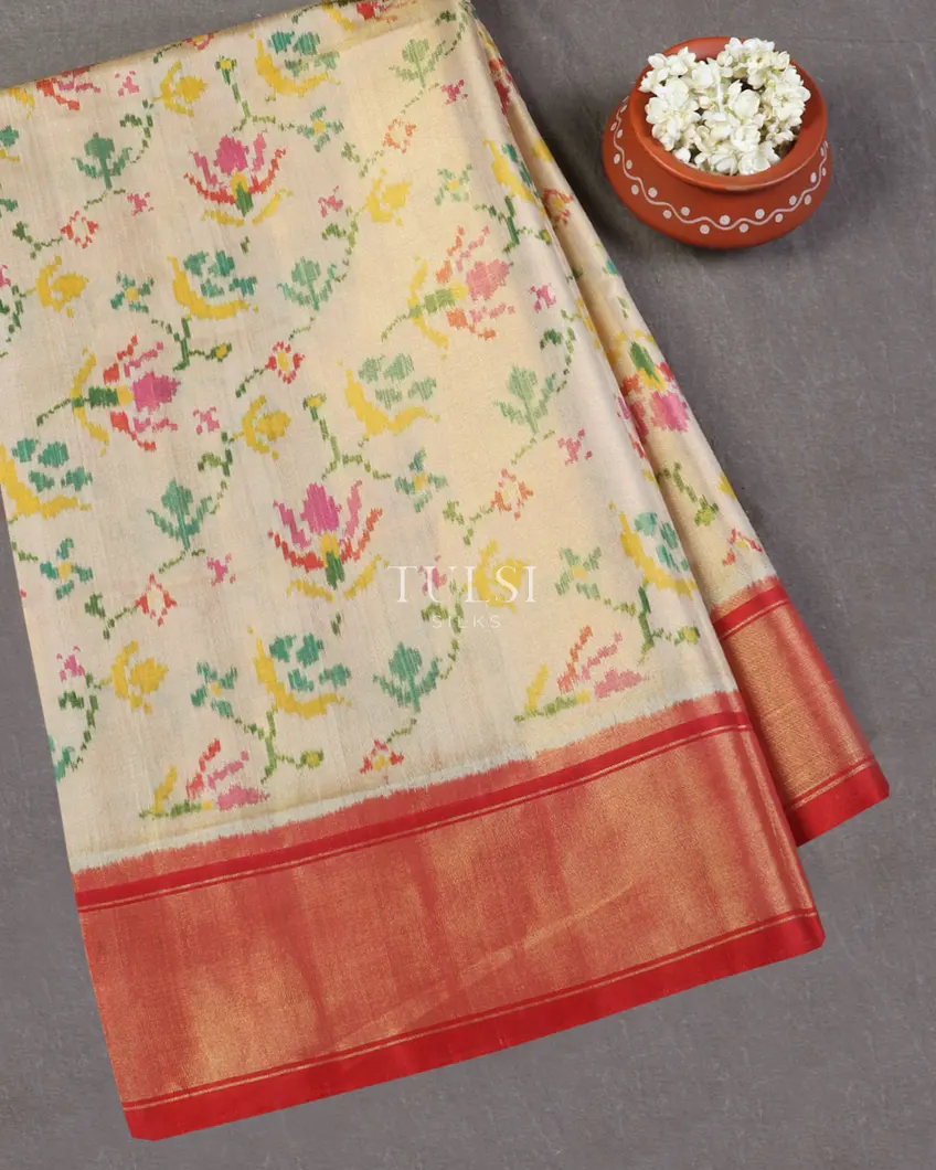 Beige Tissue Patola Silk Saree T554414-image