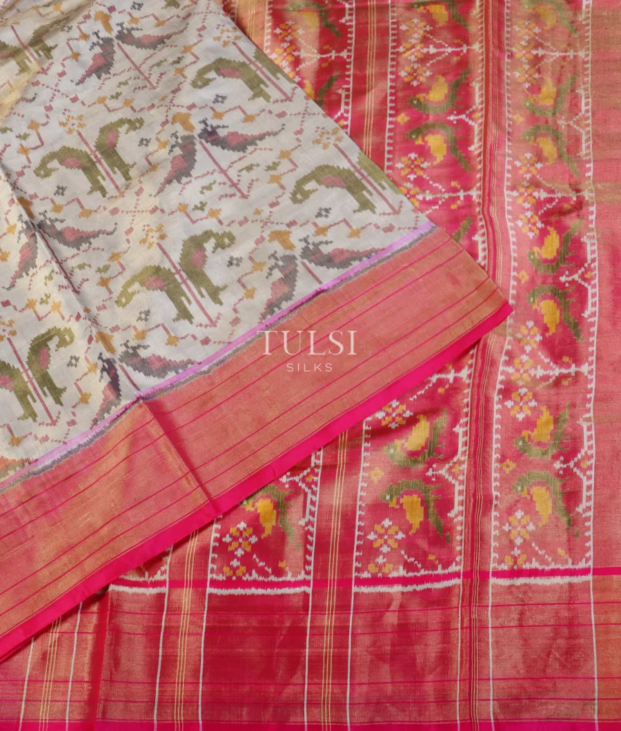 Grey Tissue Patola Silk Saree T5668862