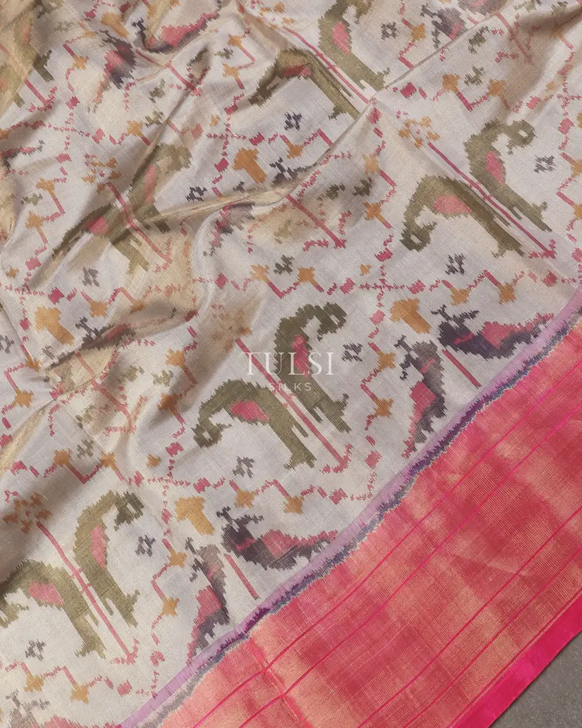 Grey Tissue Patola Silk Saree T5668864