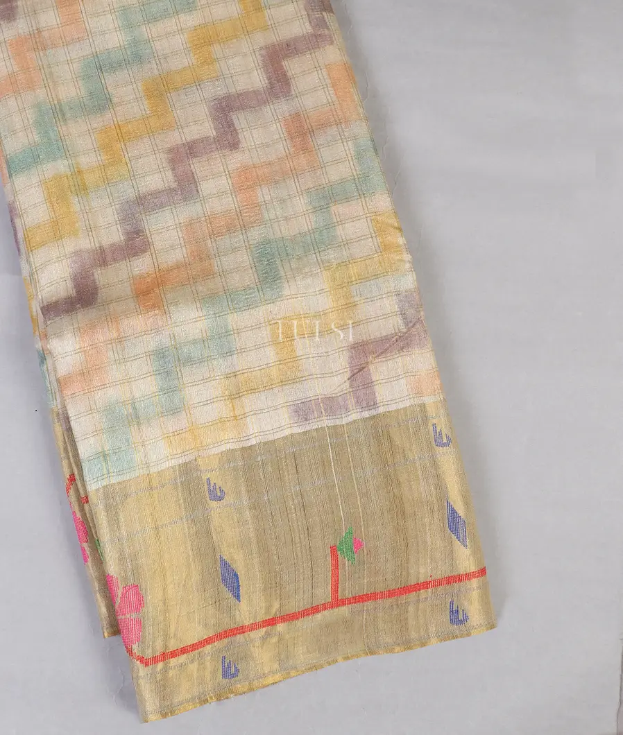 Beige Tussar Printed Saree T541532-image