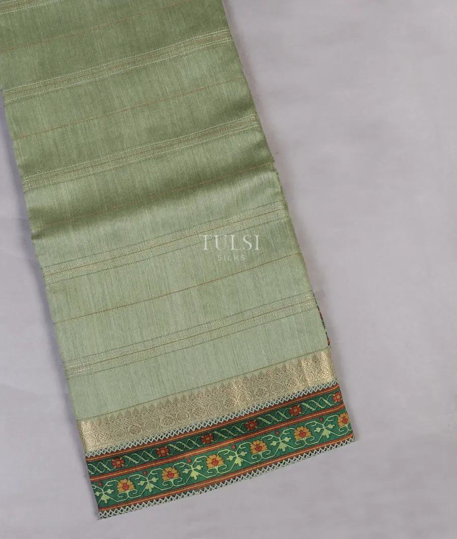 Green Tussar Printed Saree T533062-image