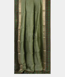 Green Tussar Printed Saree T5330622