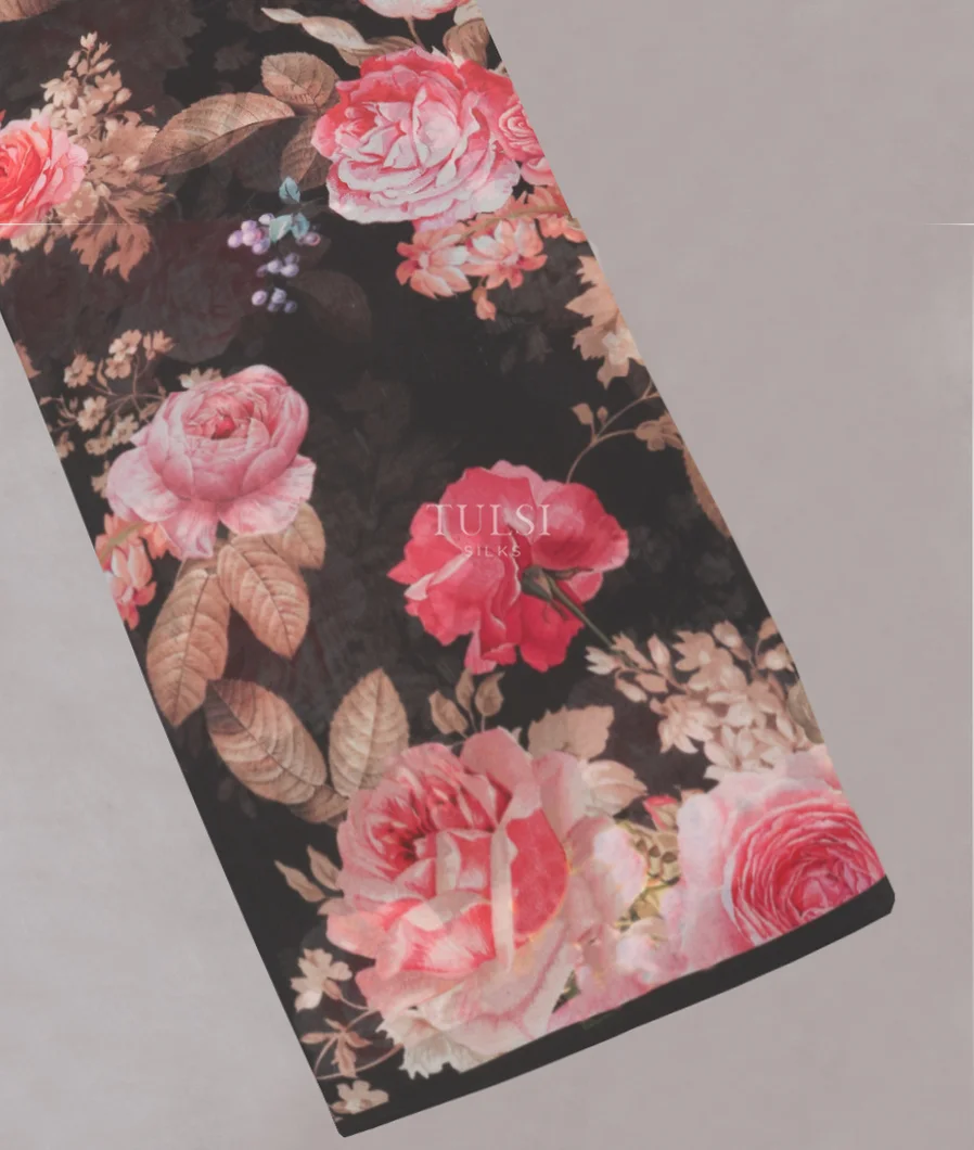 Black Georgette Silk Saree T416079-image