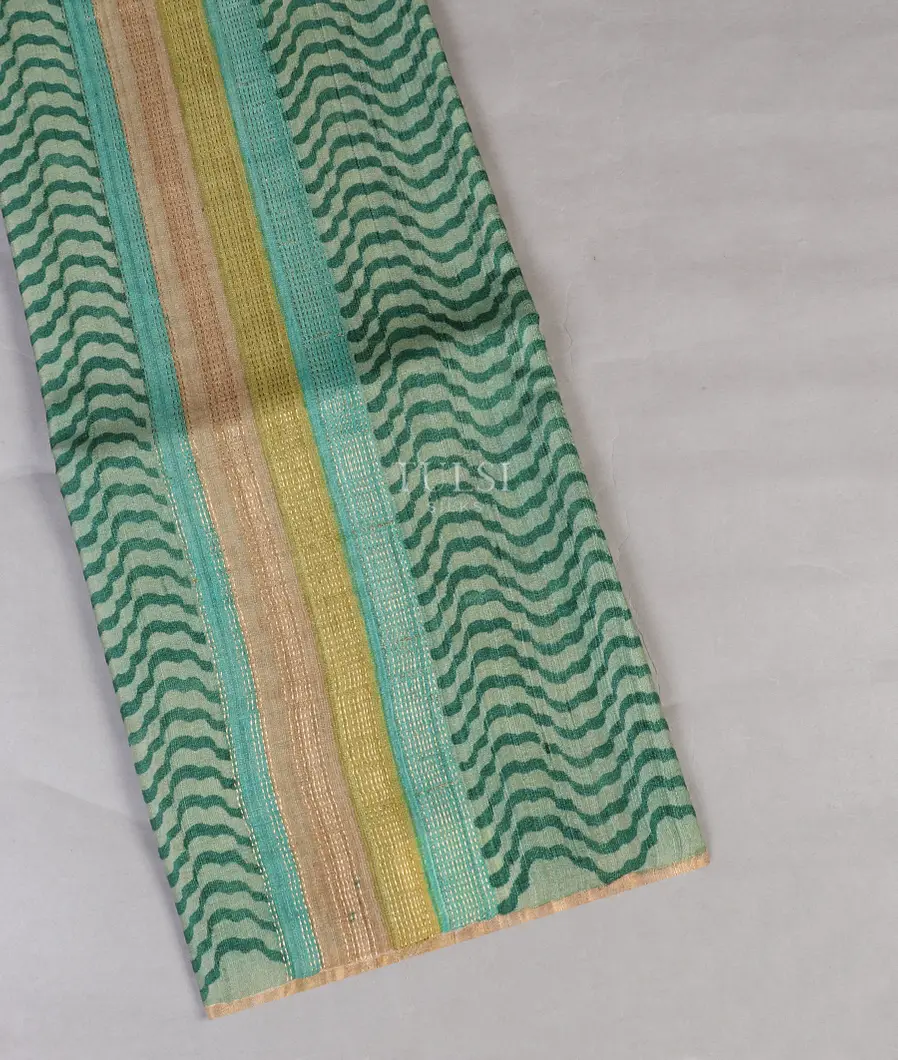 Green Tussar Printed Saree T565241-image