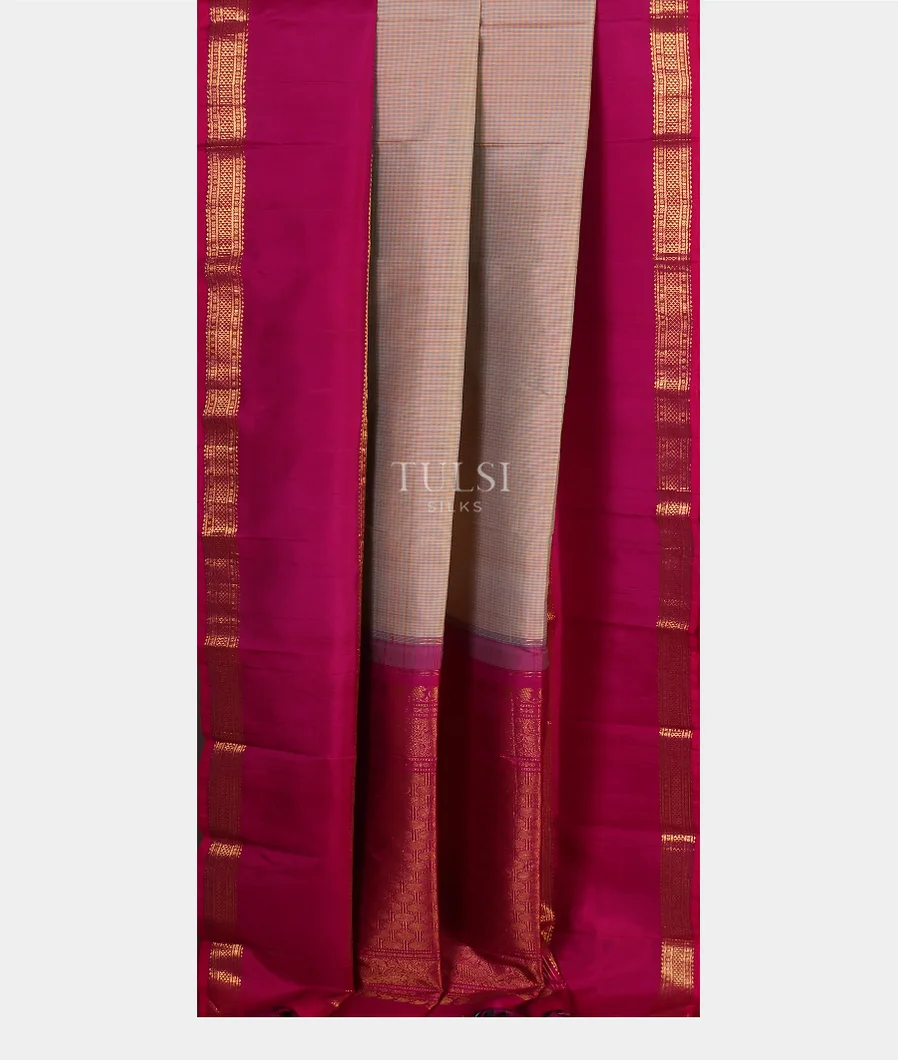 Pink and Grey Kanjivaram Silk Saree T5491842