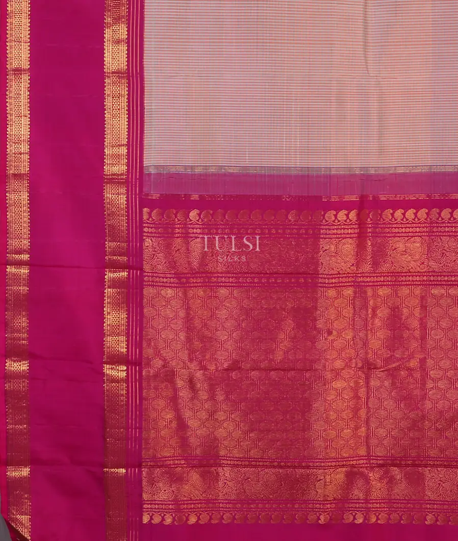 Pink and Grey Kanjivaram Silk Saree T5491844