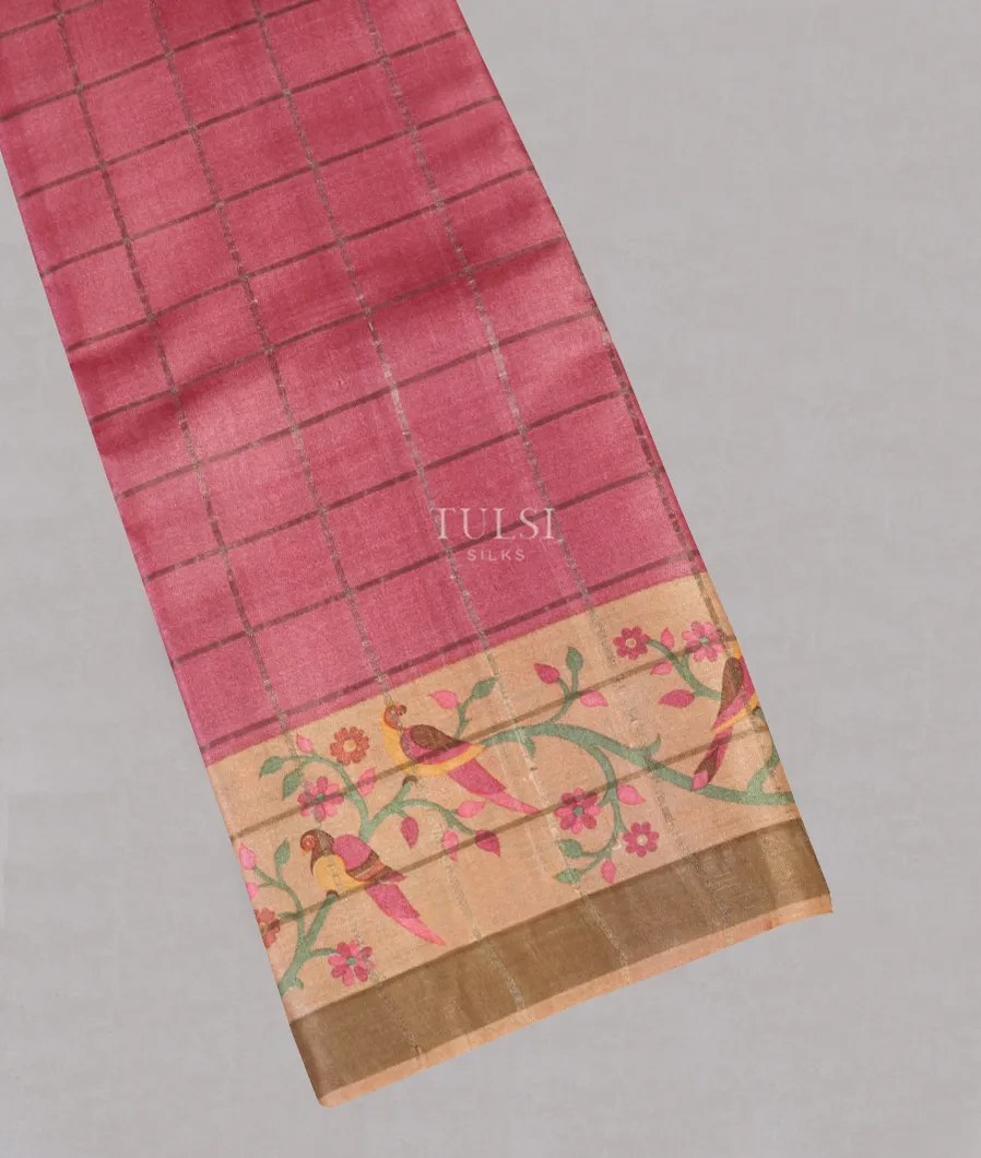 Pink Tussar Printed Saree T554924-image