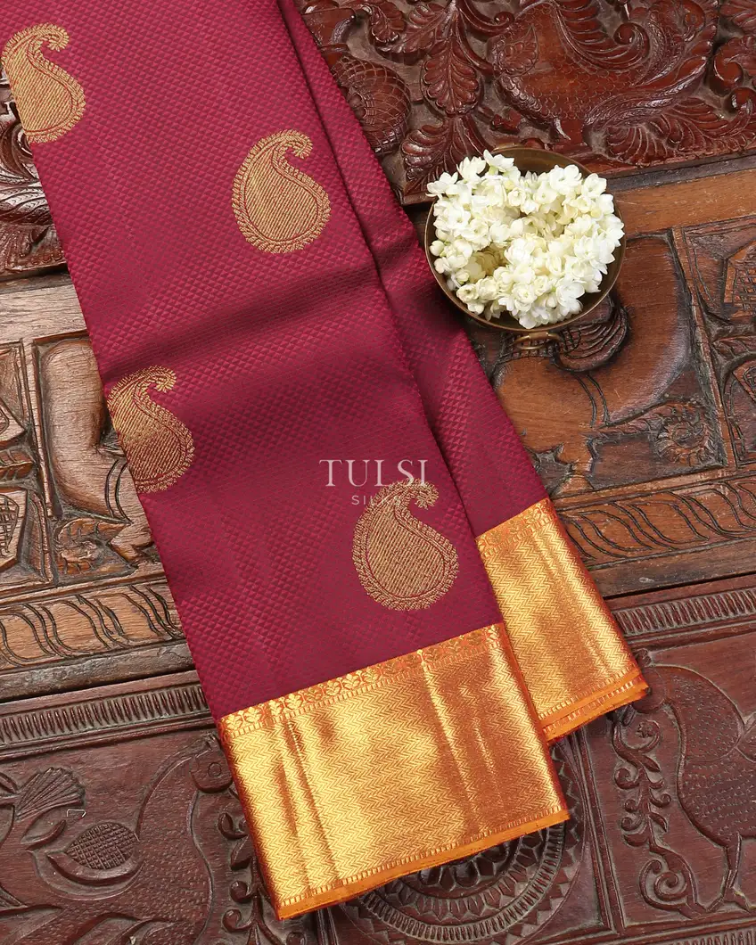 Burgundy Kanjivaram Silk Saree T562472-image